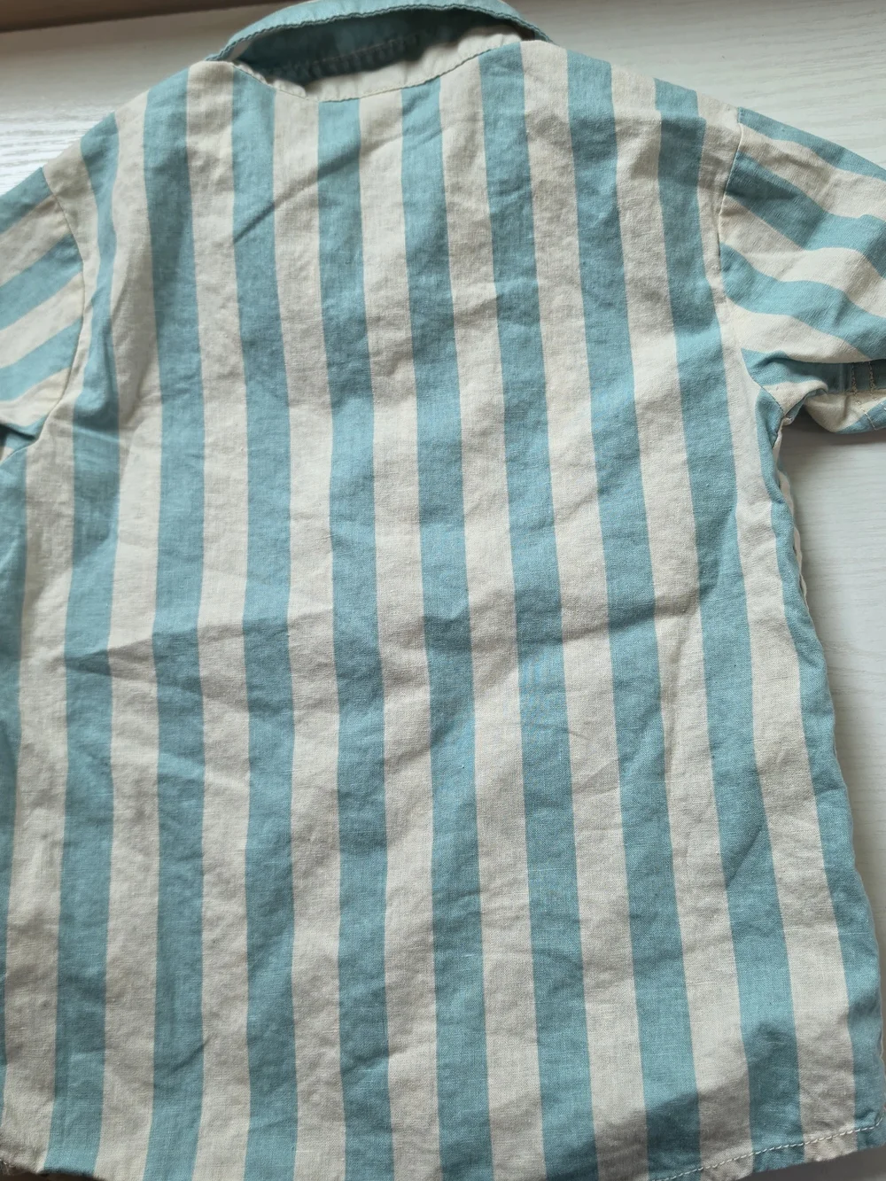 Carter's Boys Short Sleeve Button-Up Shirt - Aqua & Cream Stripes